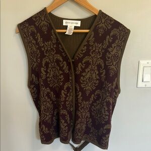 Jones New York Brown and Olive Patterned Vest